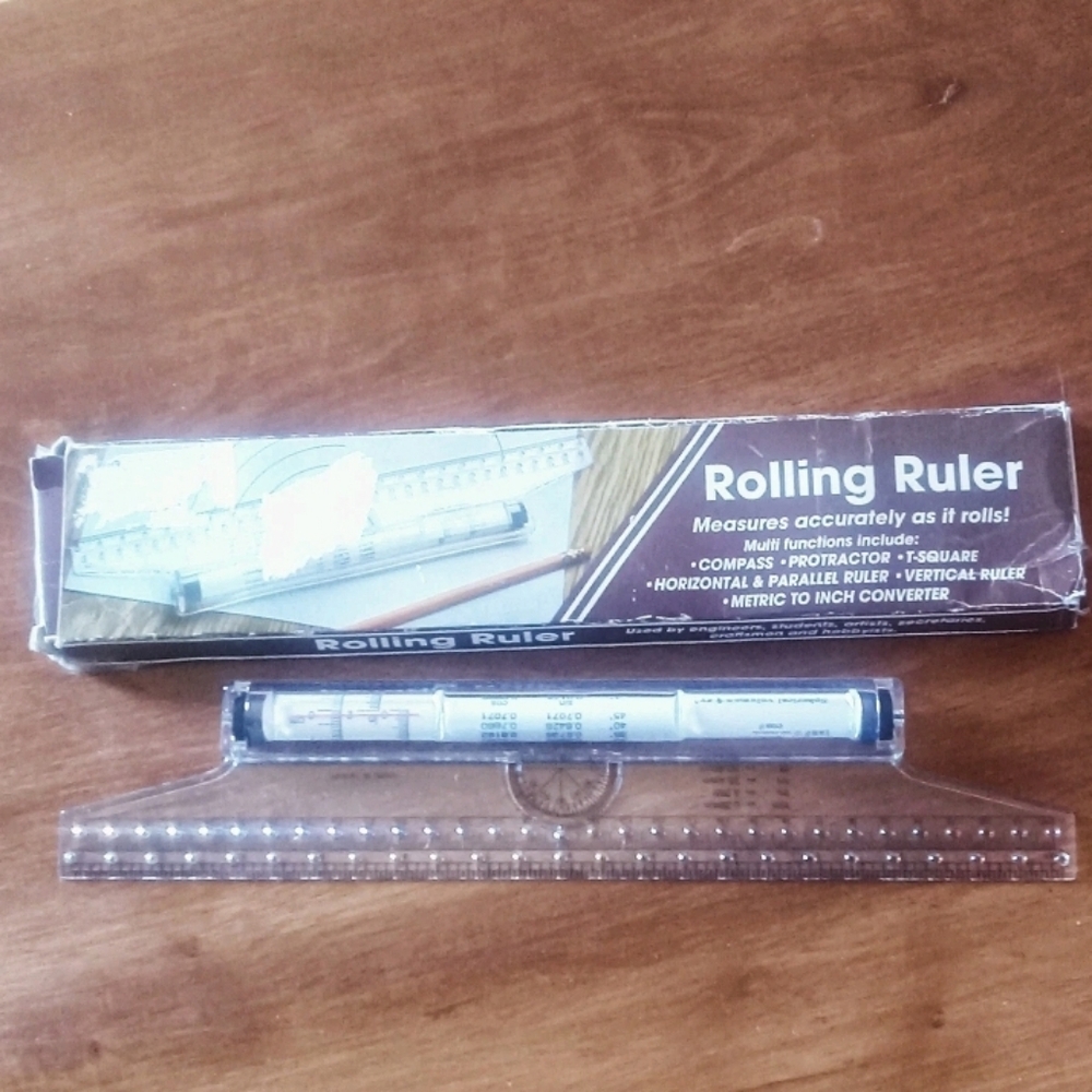 Vintage Rolling Ruler Drafting Ruler With Rolling Scale Conversion In Box